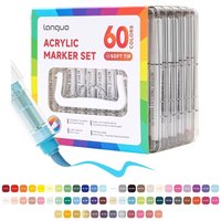 LANGUO 36/48/60colors Acrylic Markers Pen Set Direct Liquid Paint Art Marker for Stone Paint Ceramic Glass Wood Fabric Painting