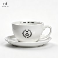 MUVNA 220/280ml Tea Espresso Cups and Saucers Set Ceramic Coffee Mugs Cappuccino Latte Art Mug Home Barista Accessories