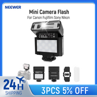 NEEWER BASICS Mini Camera Flash with 2W LED Video Light 6500K±300K/800mAh Battery, Compatible with Canon Fujifilm Sony Nikon