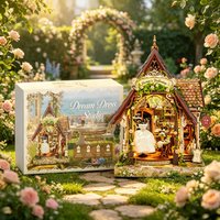 DIY Book Nook Wooden Miniature Model Kits Dream Dress Studio Bookend 3D Puzzle with Light Bookshelf for Friends Birthday Gifts