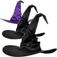 Halloween Witch Hat Black Folds Wizard Hats for Women Men Masquerade Party Carnival Costume Cosplay Props Halloween Decorations
