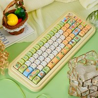 Cute PBT Keycaps Set,130 Keys Doubleshot MOA Profile Dye Sublimation Custom Key Caps For Mechanical Keyboard 60 65 75 100%