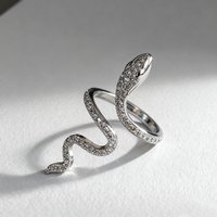 925 Sterling Silver Rings For Women Simple Vintage Handmade Adjustable Finger Snake Zircon Ring Fashion Band Female Bijoux Gift