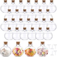 12/24 PCS 5 oz Plastic Bottles, Clear Sand Art Bottles, Mini Potion Bottles Essential Oil Containers Candy Boxes Ball Shape