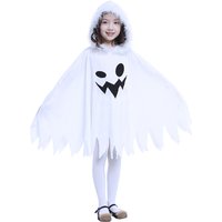 Child Boy Girl Cute White Ghost Demon Glow In The Dark Cape Cosplay Costume Kids Fancy Dress Performance Halloween Theme Party