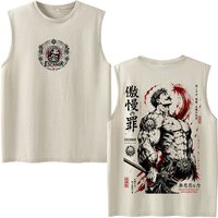 Anime Die Sieben Todsünden Escanor Vintage Washed Tanktops für Männer und Frauen, Lässige Baumwoll-Ärmellose Weste T-Shirt Streetwear