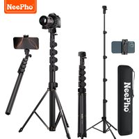 NeePho NP-2588 180cm Multi-angle Aluminum Alloy Tripod Selfie Stick with Cold Shoe Mount, Compatible with Phones and Cameras