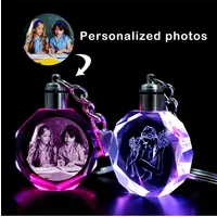 1PCS Free Personalized Gift With LED Glow Keychain Custom Photo Love Family Holiday Pendant Family Holiday Commemorative Pendant