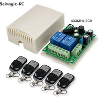 433MHz Universal Wireless Remote Control AC220V 2CH rf Relay Receiver and Transmitter for Universal Garage door and gate Control
