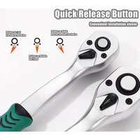 72 Tooth Quick Release Ratchet Wrench Set 1/2 1/4 3/8 3 Sizes Socket Wrenches Two-Way Repair Tools for Vehicle & Bicycle