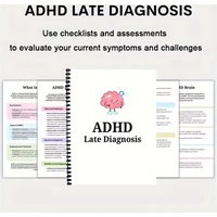 ADHD Late Diagnosis Planner Workbooks with Brain Illustration Cover pro Tools for Overcoming Procrastination And Problem Solving
