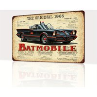 Vintage Batmobile Metal Wall Sign - Original 1960 Batmobile Retro Decorative Plaque, Aluminum, , for Home, Garage, Birt