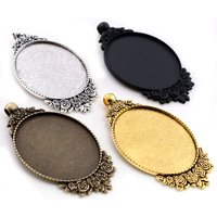 New Fashion 5pcs 30x40mm Inner Size 4 Colors Flowers Style Cabochon Base Setting Charms Pendant