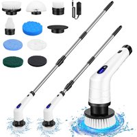 Electric Spin Scrubber, Bathroom Cleaning Brush, Long Handle & 2 Speed, Cordless Cleaning Brush with 9 Replaceable Brush Heads