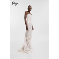 Tokyo Customized White Strapless Necklink Wedding Dresses Sleeveless Zip Court Train Bridal Gowns Elegant Mermaid Wedding Gowns