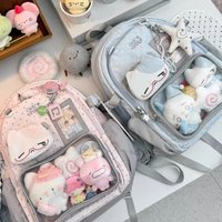 Japanese Style Polka Dot Large Capacity Transparent Backpack for Junior And High School Students Sweet School Style Backpack