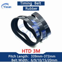 HTD 3M Timing Drive Belt Length 339 342 345 348 351 354 357 360 363 366 369 372mm Width 6/9/10/15/20mm Sand belt machine Parts