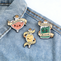 3Pcs/Set Cartoon Magic Potion Enamel Brooch Cute Funny Metal Badge Lapel Pin Cosplay Jewelry Accessories Gift For Friends