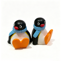 Cute Pingu Penguin Resin Mini Figurine, Scarf Cartoon Desk Ornament, Miniature Car Dashboard Decor, Kawaii Collectible Gift for