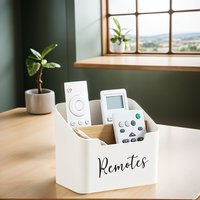 TV Remote Holder, Remote Control Holder Desk Storage Organizer Box, Remote Control Holder Caddy with 2 Compartments Container