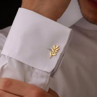 Personalized Olive Branch Pattern Cufflinks, Men's Fashionable Stainless Steel Customized Cufflinks, Father's Day Husband Gift