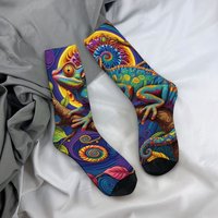 Lizard Party Pattern Print Men Socks Funny Novelty Spring Summer for All Season Soft Warm Comfortable Stockings Ideal Gifts