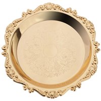 4''/6'' Gold Round Metal Fruit Dish Pastry Plate Tea Dessert Serving Tray for Hotel, Restaurant, Home Tableware