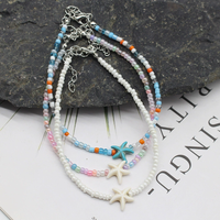 Bohemian Beach Shell Starfish Beaded Handmade Sea Turtle Charm Anklet Bracelet Fashion Jewelry For Women Summer Beach Party