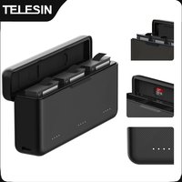 TELESIN Batterie Ladegerät Für DJI OSMO Action 3 4 5pro Batterie 3 Slots TF Karte Batterie Lagerung Tragbare Ladegerät box Lade Fall