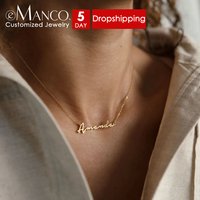 Customized Stainless Steel Initial Name Necklace Custom Personalized Letter Choker Necklace Pendant Nameplate Gift Dropshipping