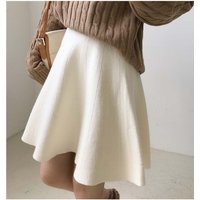 Knitted Mini Skirts Women High Waist Pleated Skirt Autumn Winter Streetwear Solid All Match A Line Skirts