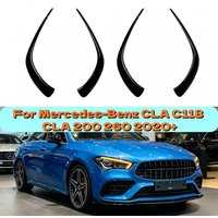 Pair Front Bumper Lip Splitter Spoiler Fog Lamp Cover Grille For Mercedes-Benz CLA C118 CLA 200 260 2020+ Glossy Black