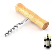 1PCS Cute Wine Opener with Wooden Handle Stainless Steel Corkscrew Wine Bottle Opener Easy Novelty Fun Wine Wing Wood Tools