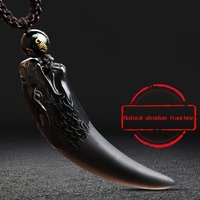 Natural Jade Ice Obsidian Golden Obsidian Wolf Tooth Pendant, Cool Necklace For Men, Ideal Choice For Gifts