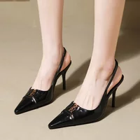 2025 Spring and Summer New Square Toe Stiletto Baotou Sandals Women's One-word Belt Temperament High Heels