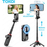 Magnetic Cellphone Holder Mini Selfie Stick Tripod with 360 Adjust Wireless Bluetooth Remote for Iphone Android Phone Shoot Vlog