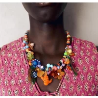 European and American temperament minority dopamine candy-colored resin flower and leaf necklace