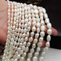5-6mm 7-8mm 9-10mm 10-11mm DIY Jewelry White Baroque Potato Natural Freshwater Pearl Beads Pearls Strand 14inch image 3