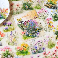 40pcs PET Flower Patterns Scrapbook Stickers Journal Decoration Scrapbooking Supplies Hand Made Decorative Junk Journal Supplie
