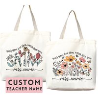 Personalized Teacher's Handbag Zipper Bag Teach Them Love Them Watch Them Grow Tote Bag Teacher Appreciation Gift