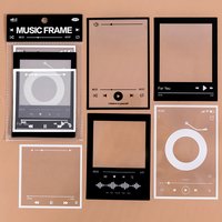 15 Sheets Large Music Theme Transparent Film Frame Stickers, Vintage Retro Style, Journal DIY Creative Decor Stickers