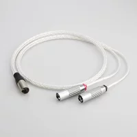 Audiocrast 8ag silver plated 4-pin XLR Male to 2x 3-pin XLR Male Balanced cable Headphone Audio Adapter