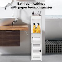 BRIEFNESS Bathroom Cabinet Waterproof Cabinet Freestanding Toilet Paper Cabinet Freestanding Storage Shelf White 80 x 18 x 20 cm