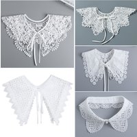 Fake Lace Collars Woman Detachable Front Tie White Collar 2026 Winter Sweater Accessories Removable Fake Neck Polar Half Shirt