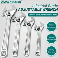 Adjustable Wrench Spanner Heavy Duty Corrosion Resistant High-Carbon Steel Maximum Jaw Capacity 8-15 Inch