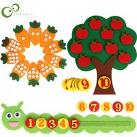 1-10 Montessori Educational Toy Children's Puzzle Handmade DIY Toy Kindergarten Carrot Apple Tree Match Digital Teaching GYH
