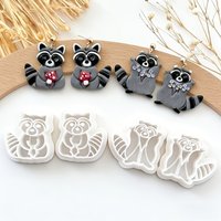 4pcs Raccoon Mouse Polymer Clay Cutter Cartton Animal Ceramic Pottery Clay for DIY Earring Jewelry Pendant Hand Cutting Die
