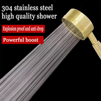 Golden 304 Stainless Steel Pressure Boost Shower Head High Pressure Large Flow Massage Handheld Showerhead Bathroom Accessories