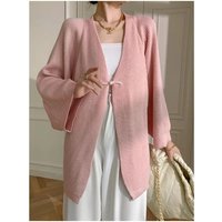 Women Knitted Cardigan Sweaters Solid Mid Length Jumpers V Neck Long Sleeves Single Button Loose Casual Office Lady 2025 Autumn