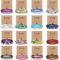 2Pcs/Set Natural 8mm Round Bead Bracelets Cat Eye Amethysts Bracelet Couple Stretch Bracelets With Cards Thank you Jewelry Gitfs